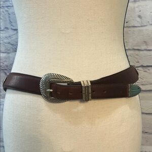Brighton Onyx Men’s Western Leather Belt Concho Brown Vintage Size 36 Made USA